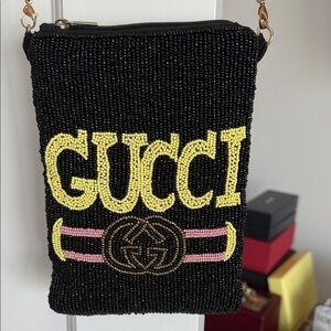 Gucci Black and Yellow Beaded Crossbody Bag